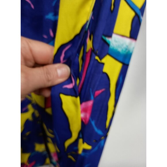VTG 80s Paula Saker Dress Womens Size 14 Floral Colorful Tropical Midi - Picture 7 of 10